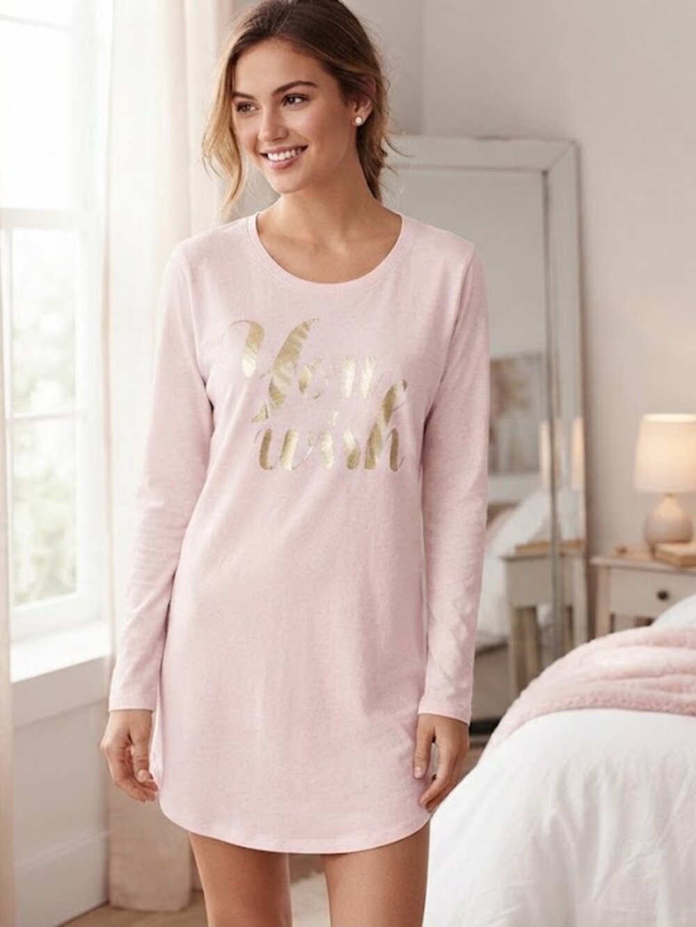 Victoria Secret You Wish Sleep Shirt Pajama Pink Xs View 6